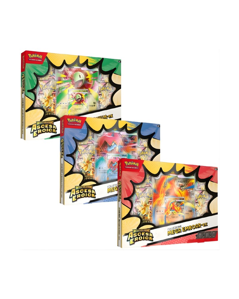 Pokemon Collezione Ascesa Eroica Emboar,Feraligatr,Meganium - ITA