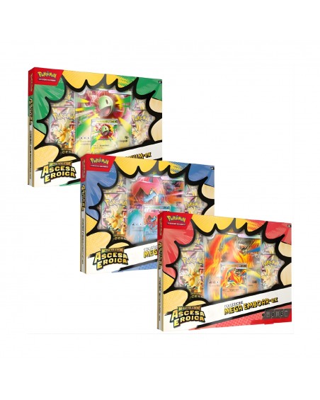 Pokemon Collezione Ascesa Eroica Emboar,Feraligatr,Meganium - ITA