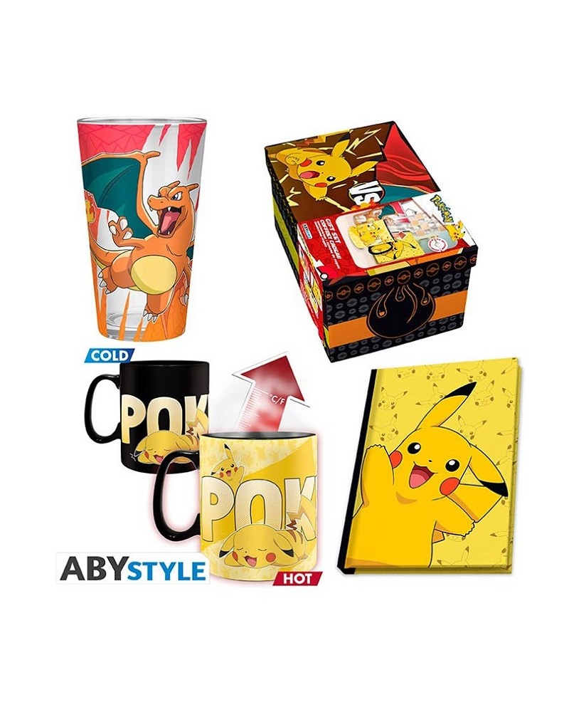 Pokemon: ABYstyle - Pikachu Pack Premium (Large Glass + Mug Heat Change + Notebook / Bicchiere + Tazza + Quaderno)