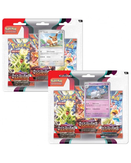 Pokemon Ossidiana Infuocata Blister 3 Buste + 1 Card